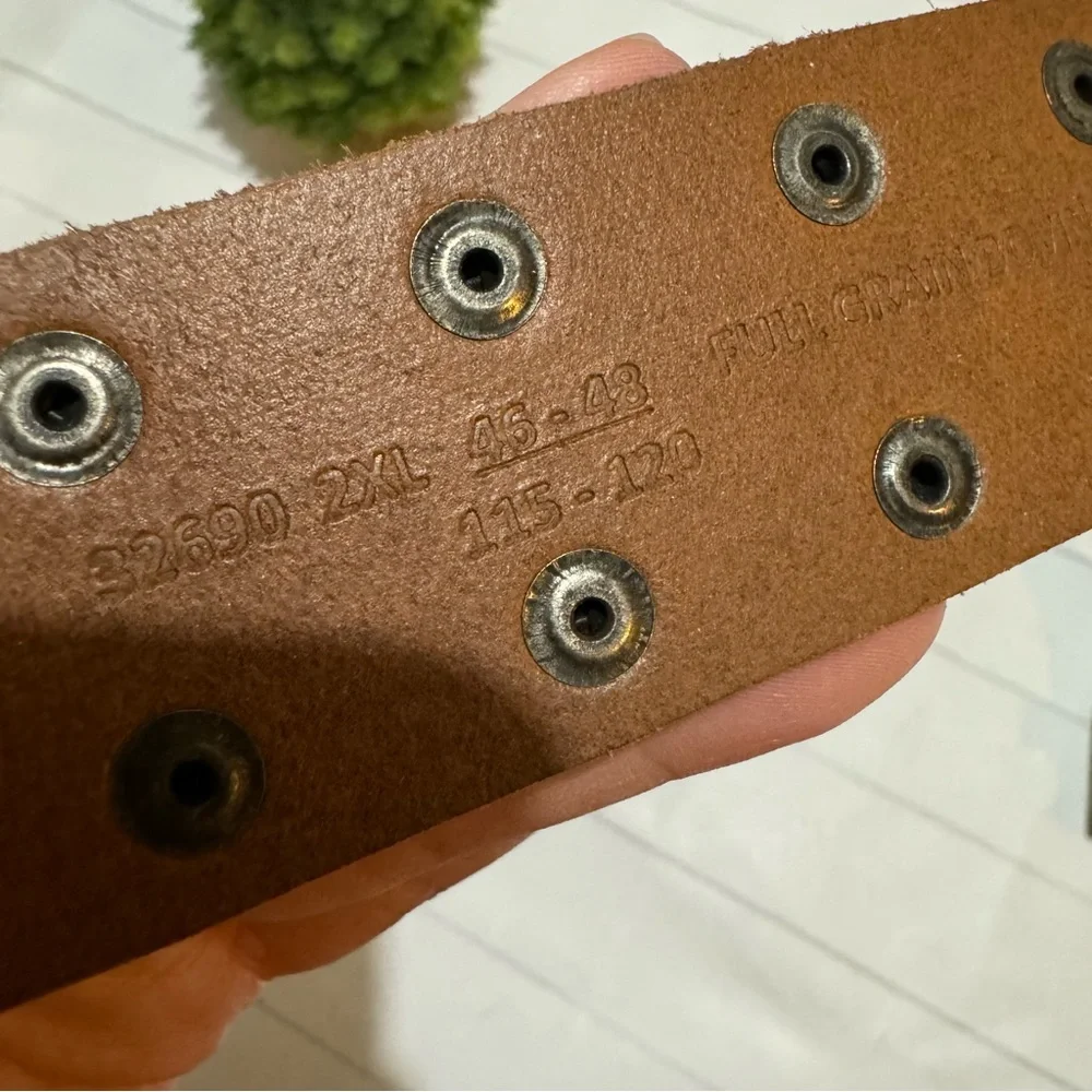 Vintage Brown Genuine Leather Studded‎ Grommet Belt Mens Size 2XL